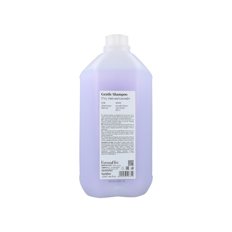 Farmavita Back Bar Nº/03 Shampooing Délicat 5L (PH 5.5/Usage Quotidien)