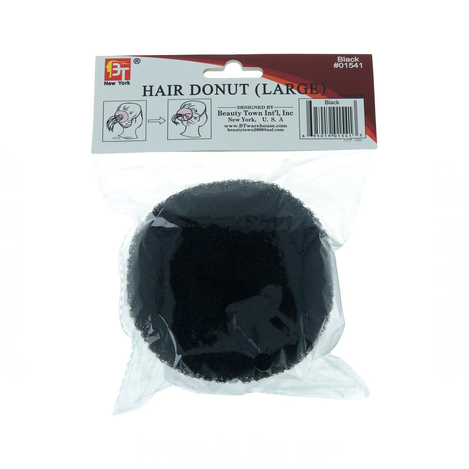 Beauty Town Hair Donut-Riempimento Chignon Lungo Nero (01541)