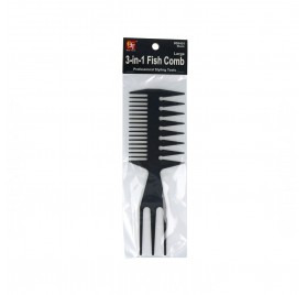 Beauty Town Hair Comb Professional 3-In-1 Fish Comb Large Black (09401)