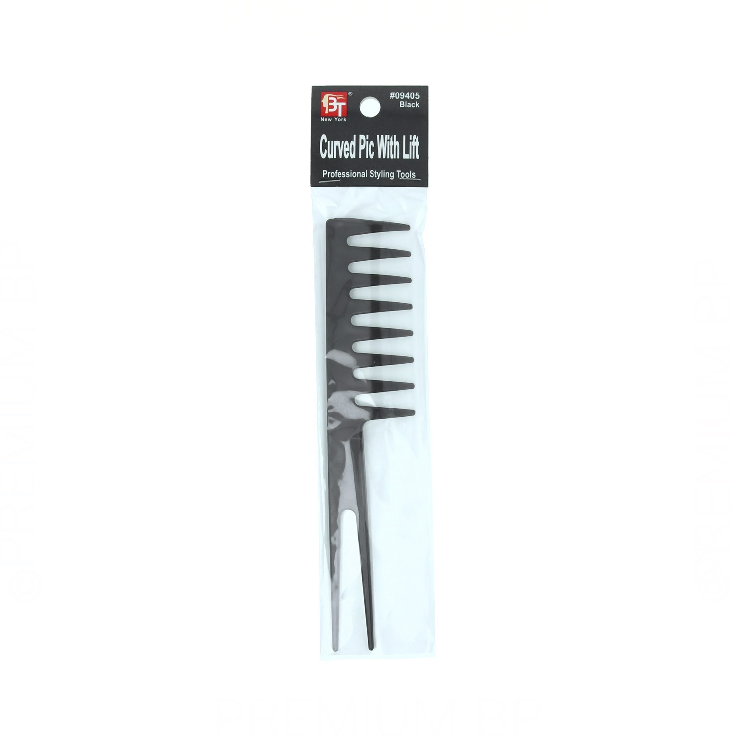 Beauty Town Hair Comb Professional Curved Pic With Lift Black (09405)