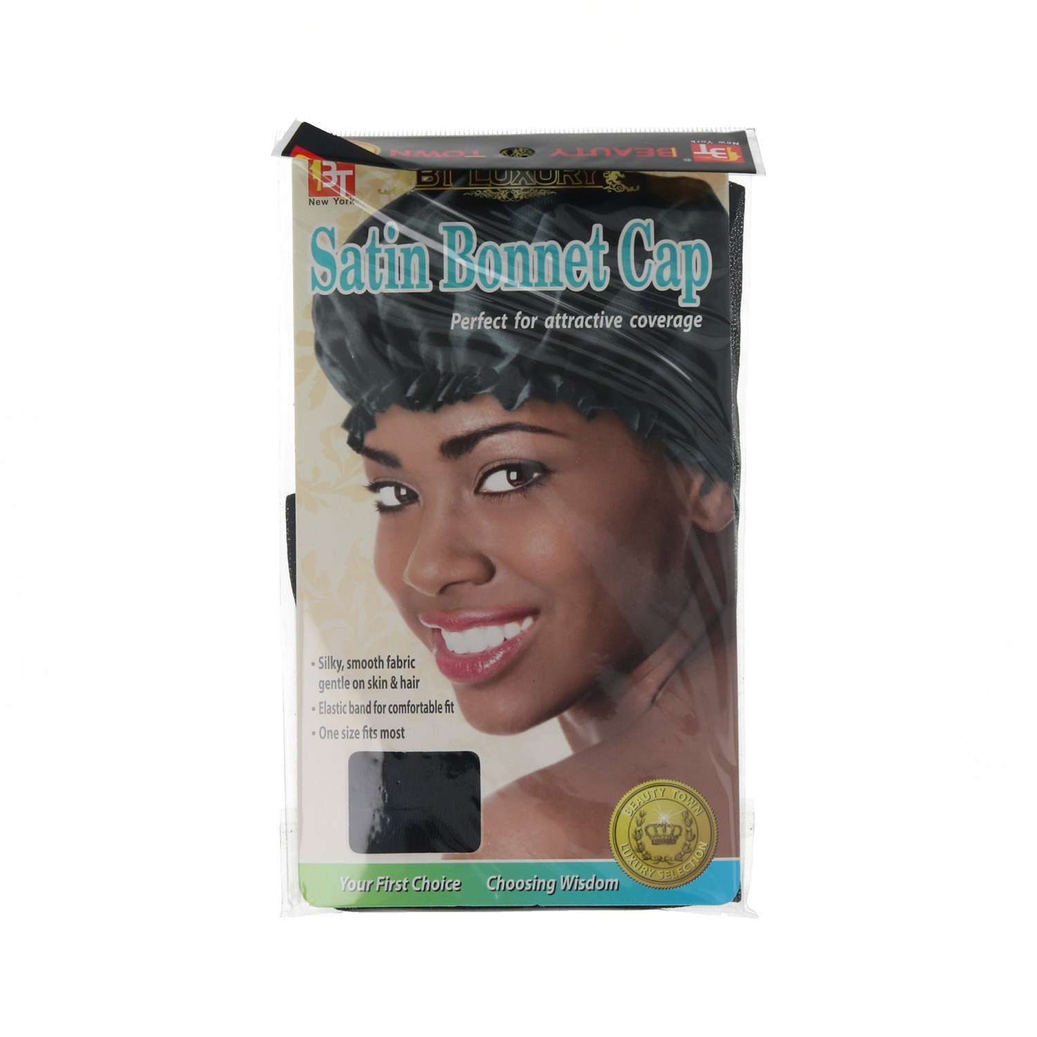 Beauty Town Luxury Satin Bonnet Net Cap Black (21215)