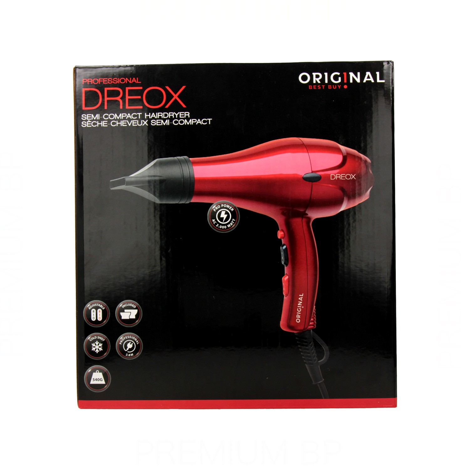 Sinelco Original Dreox Hair Dryer Red 2000 W