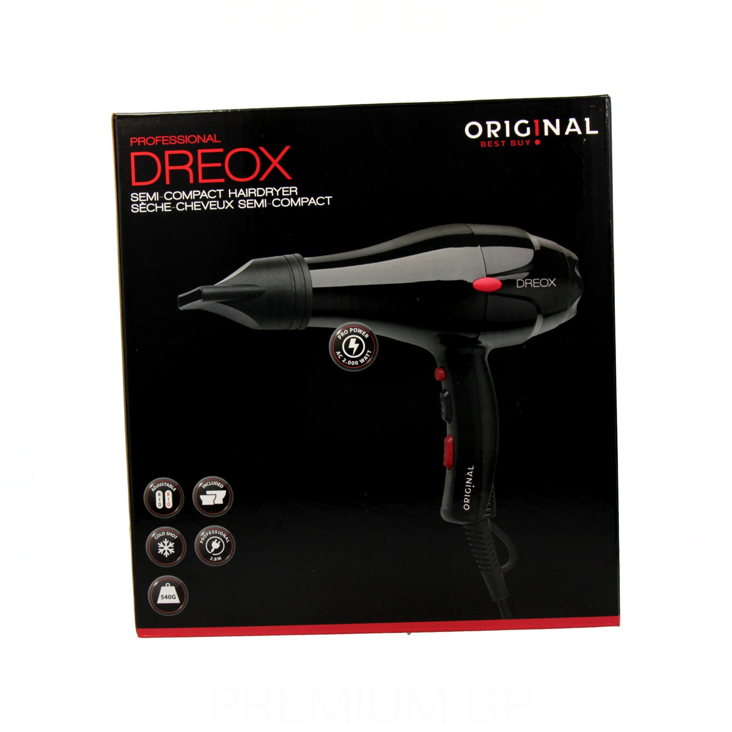 Sinelco Original Dreox Hair Dryer Black 2000 W