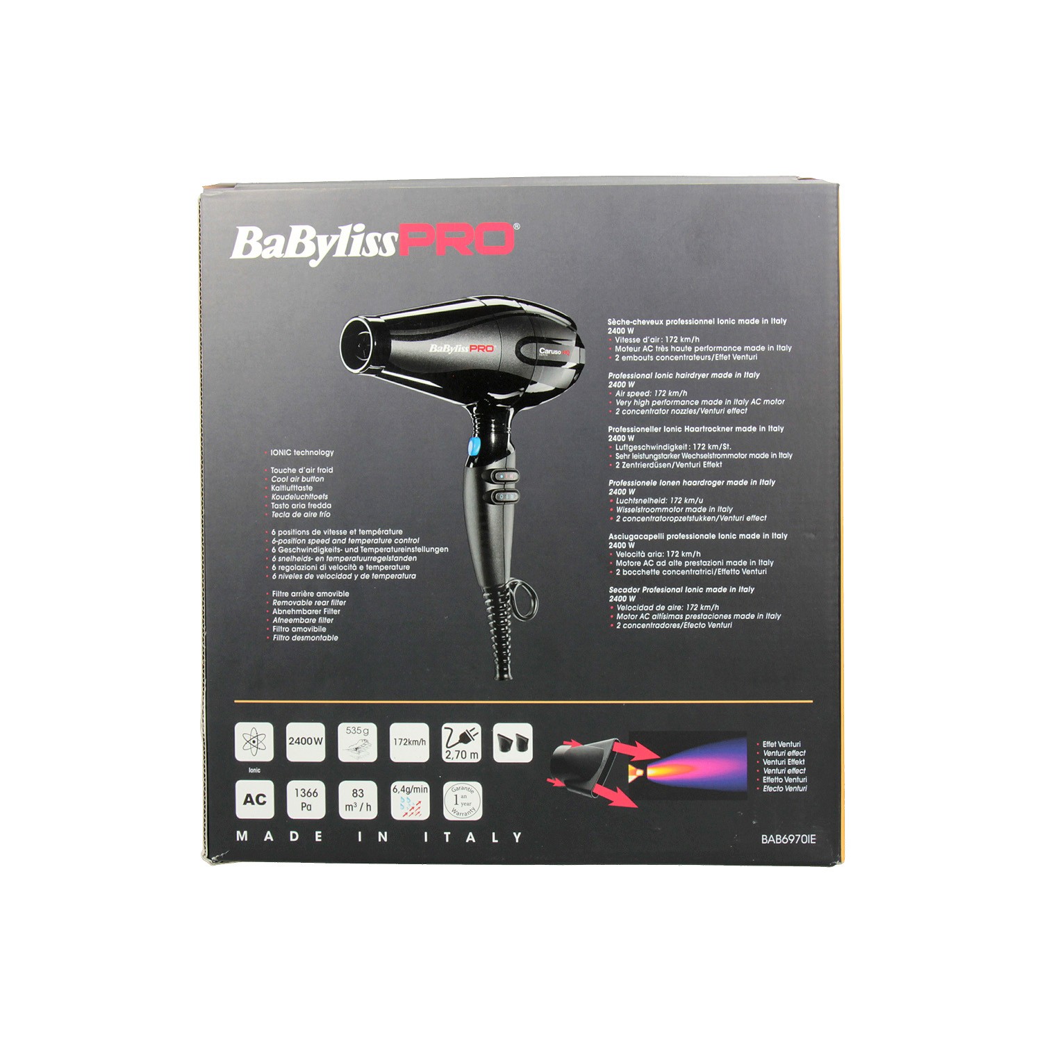 Secador Babyliss Caruso Preto 2400W