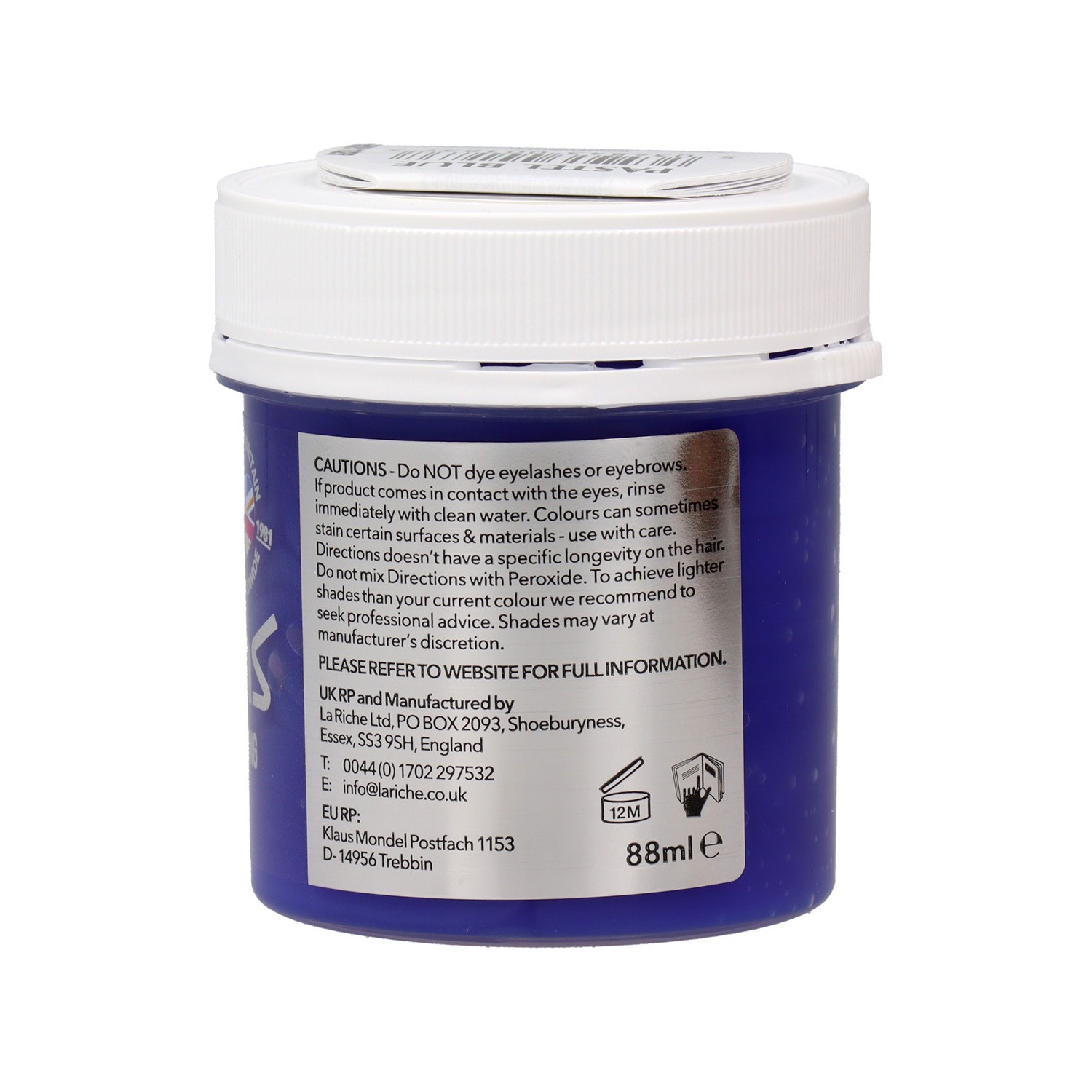 Instruções Máscara Semi Permanente Coloração Azul Pastel 88ml