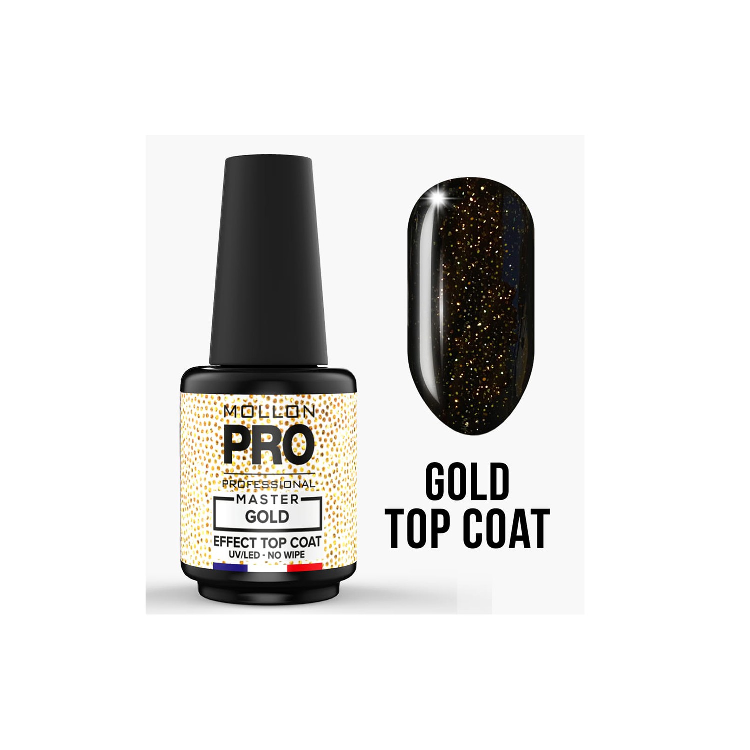 Mollon Pro Master Gold Effect Top Coat Uv Led Sans Essuyage