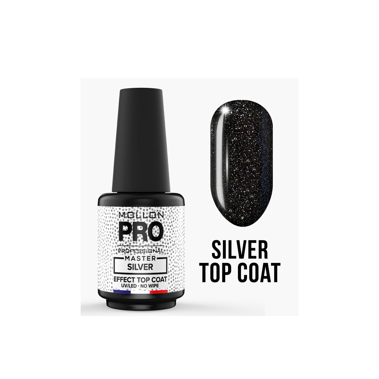Mollon Pro Master Silver Effect Top Coat Uv Led Sans Chiffon