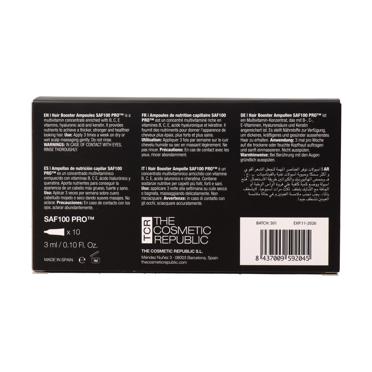 The Cosmetic Republic Saf100 Pro Ampoules (10x3 Ml)