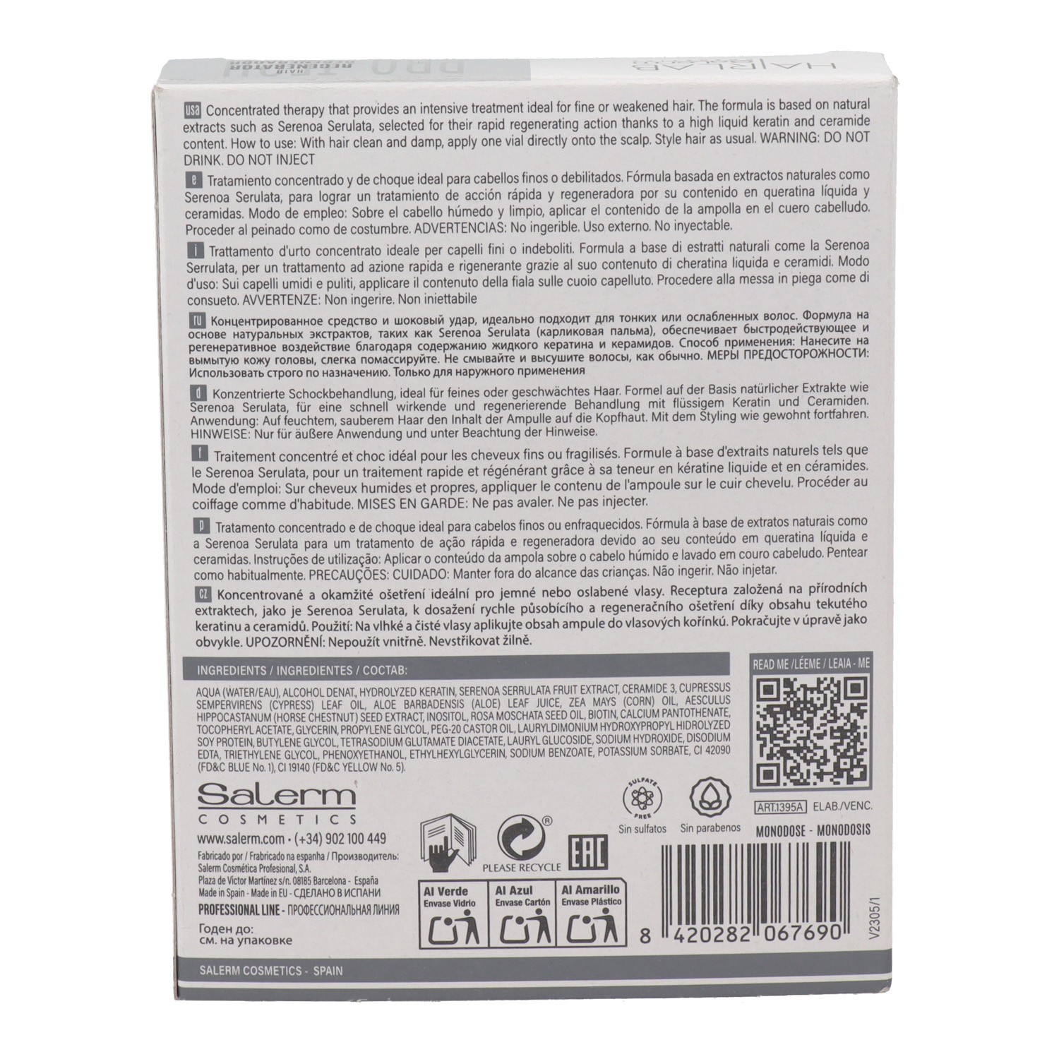 Salerm Hairlab Fiale Rigeneratore Capelli 4X13 ml.