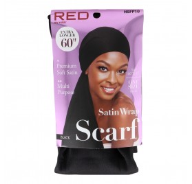 Red Kiss Satin Wrap Scarf Black Hair Cape