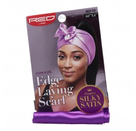 Red Kiss - Écharpe à bord en satin soyeux - Bandeau pour cheveux violet