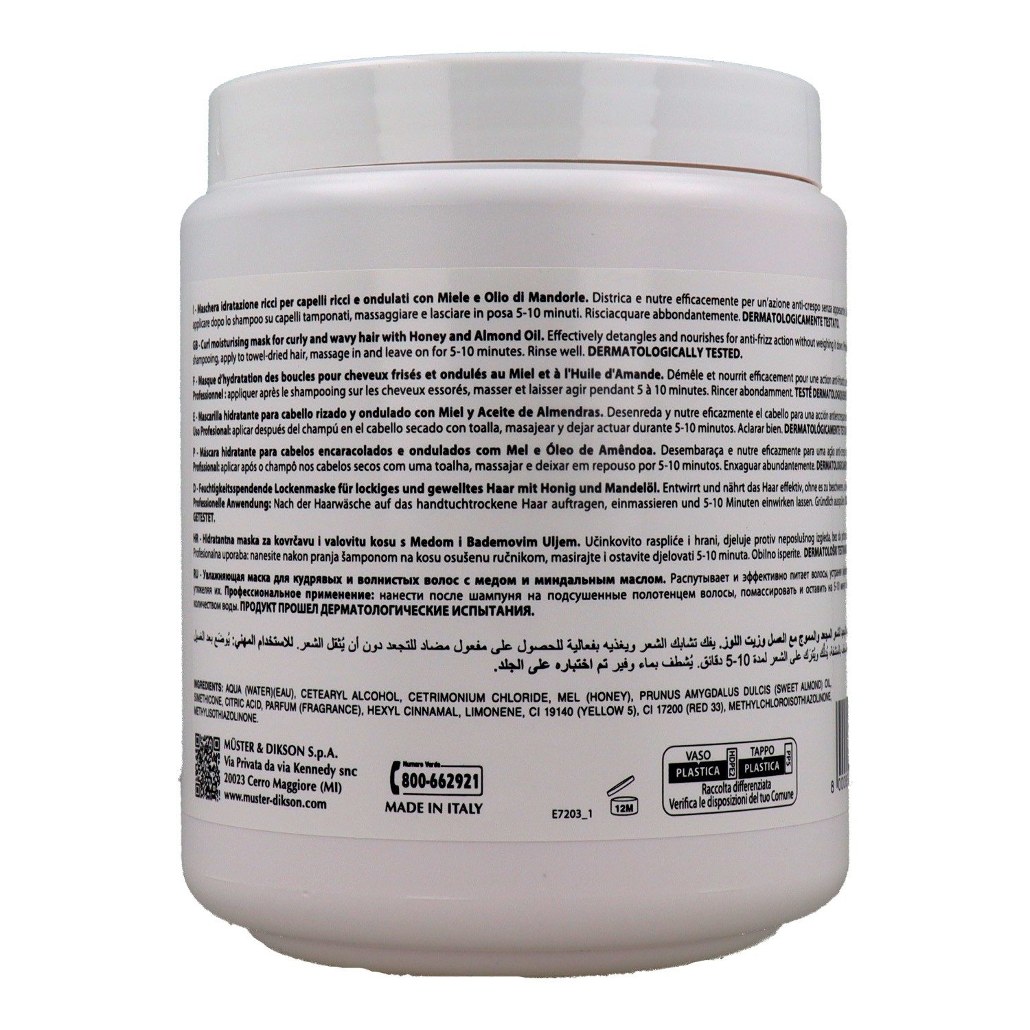 Dikson Promaster Miele Miele Maschera Controllo Ricci 1000 ml