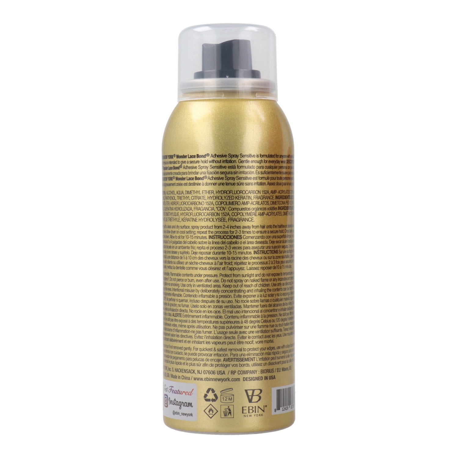 Ebin New York Wonder Lace Bond Adesivo Sensível Spray 80 ml