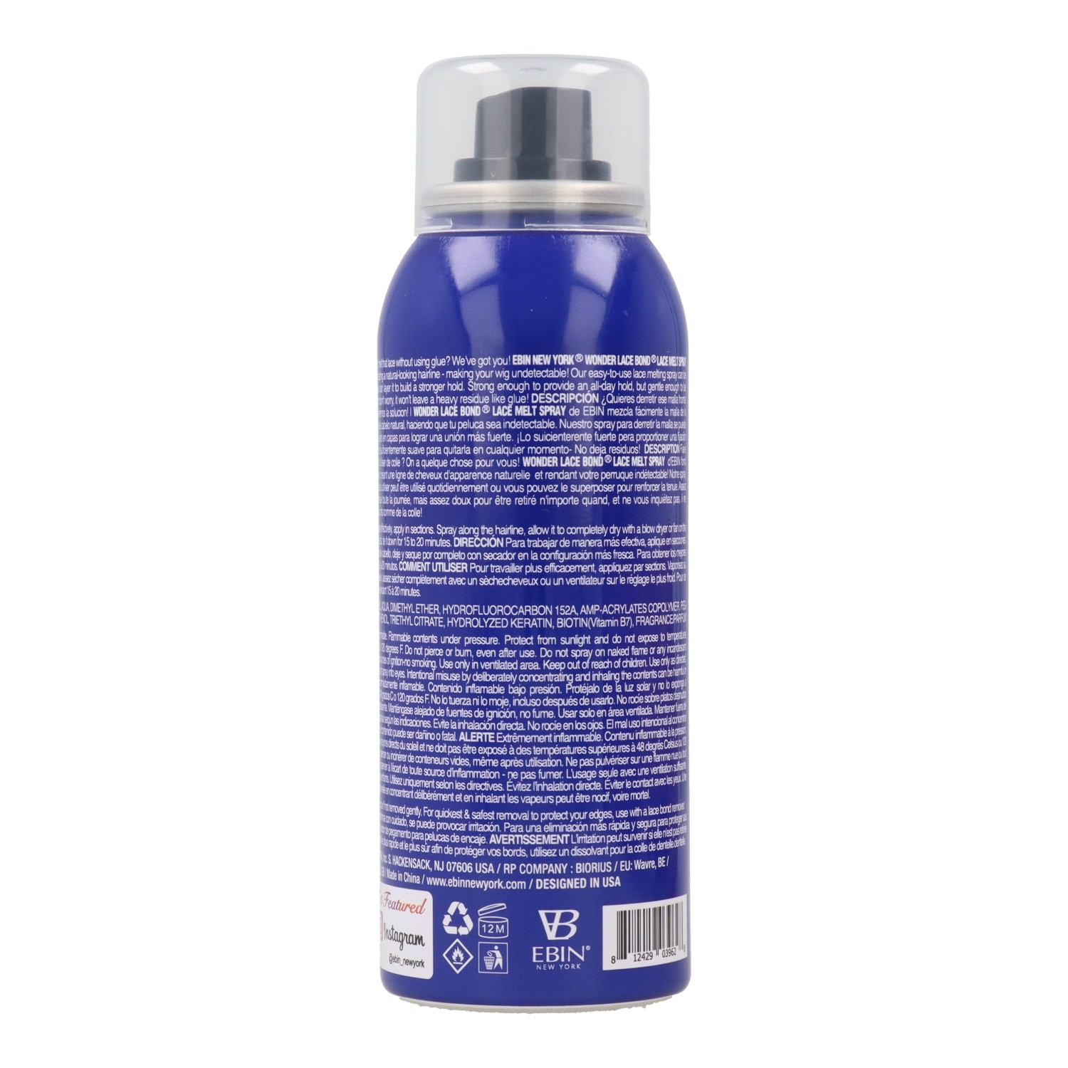 Ebin New York Wonder Lace Bond Lace Melt Queratina Biotina Aerossol Spray 80 ml