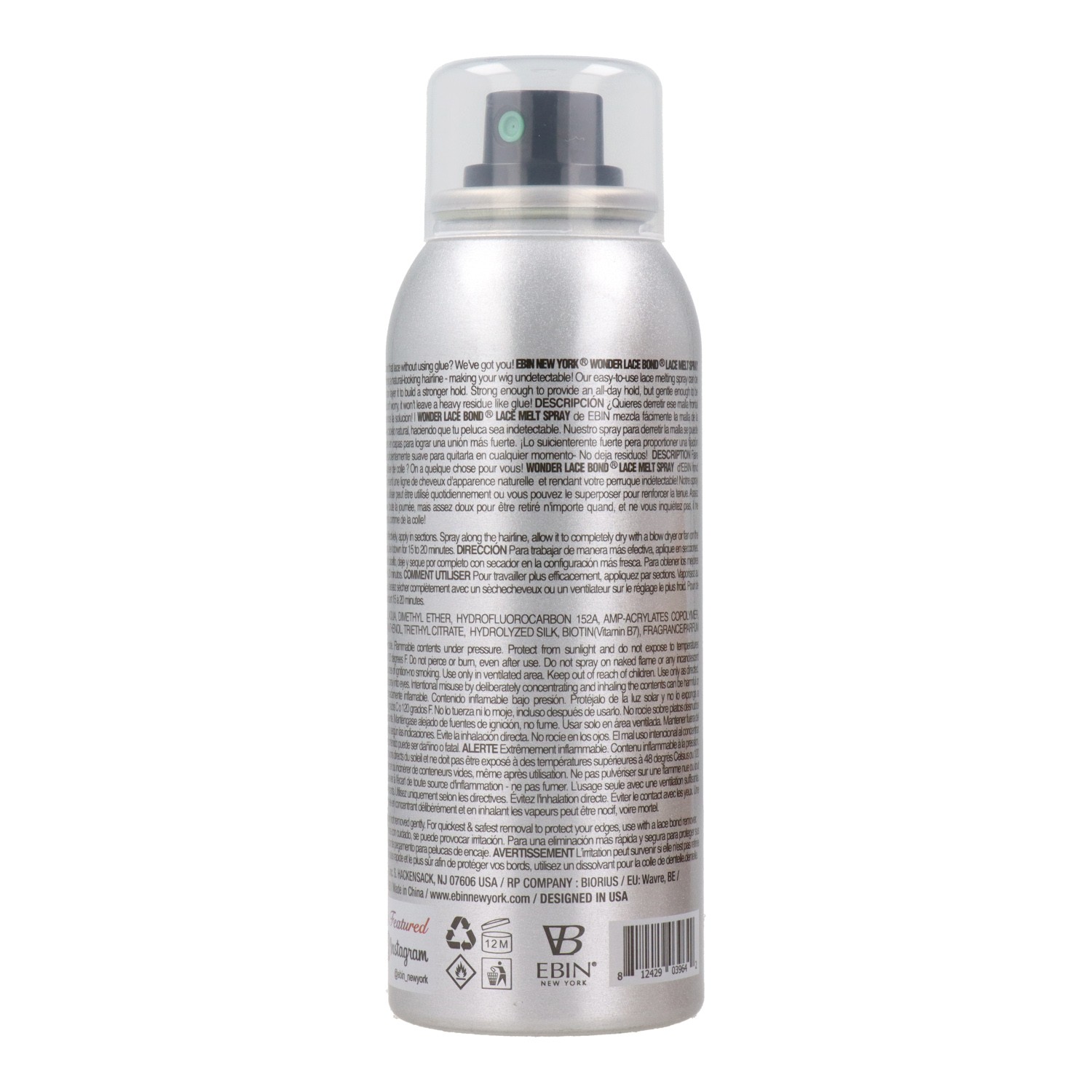 Ebin New York Wonder Lace Bond Lace Melt Silk Protein Biotina Aerossol Spray 80 ml