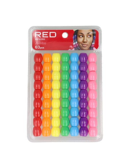 Red Kiss Jumbo Hair Beads 63 Pcs (Vivid)