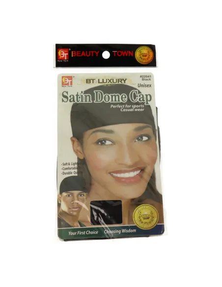 Beauty Town Luxury Satin Dome Cap Unisex Preto (22041)