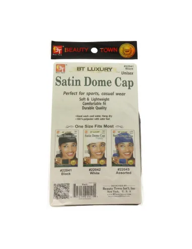 Beauty Town Luxury Satin Dome Cap Unisex Preto (22041)