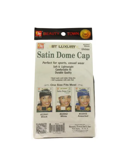 Beauty Town Luxury Satin Dome Cap Unisex Preto (22041)