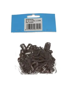 Sachet Eurostil de 50 clips pour extensions de cheveux, marron, 2,3 cm 2