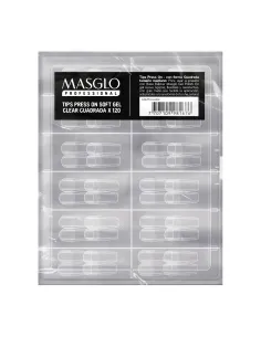 Masglo Professional Tips Press On Soft Gel Clear Cuadrada 120 uds